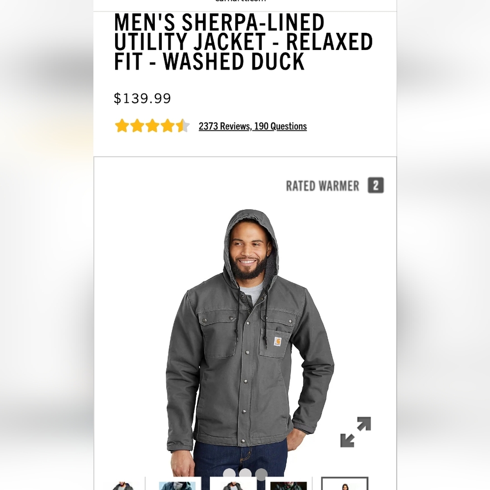 Worn Once Carhartt mens M sherpa lined hooded coat